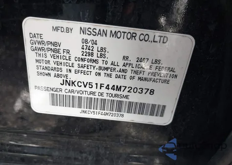 2004 Infiniti G35X from USA, damaged, VIN JNKCV51F44M720378